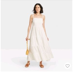 White spaghetti strap maxi
